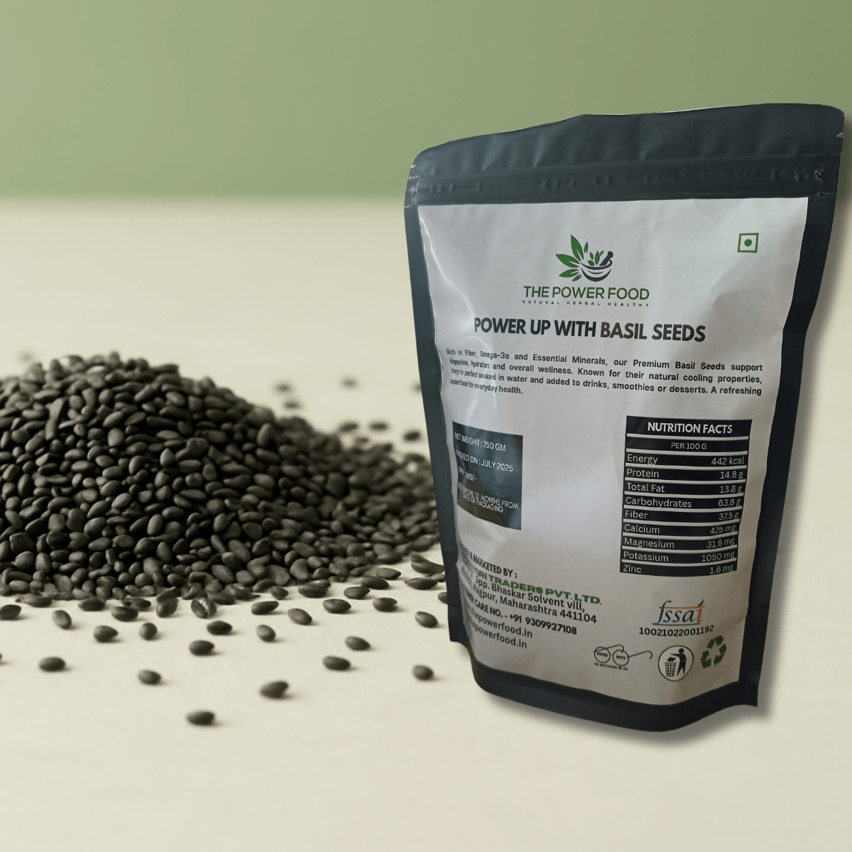 The Power Food Basil Seeds (Sabja) 750g pack – natural coolant & digestion support