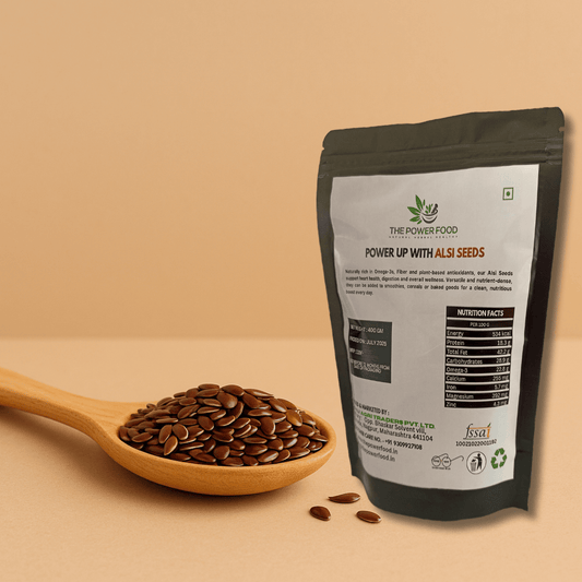 The Power Food Alsi Seeds (Flaxseeds) 400g | Rich in Omega - 3 | Supports Heart Health & Digestion - THE POWER FOOD