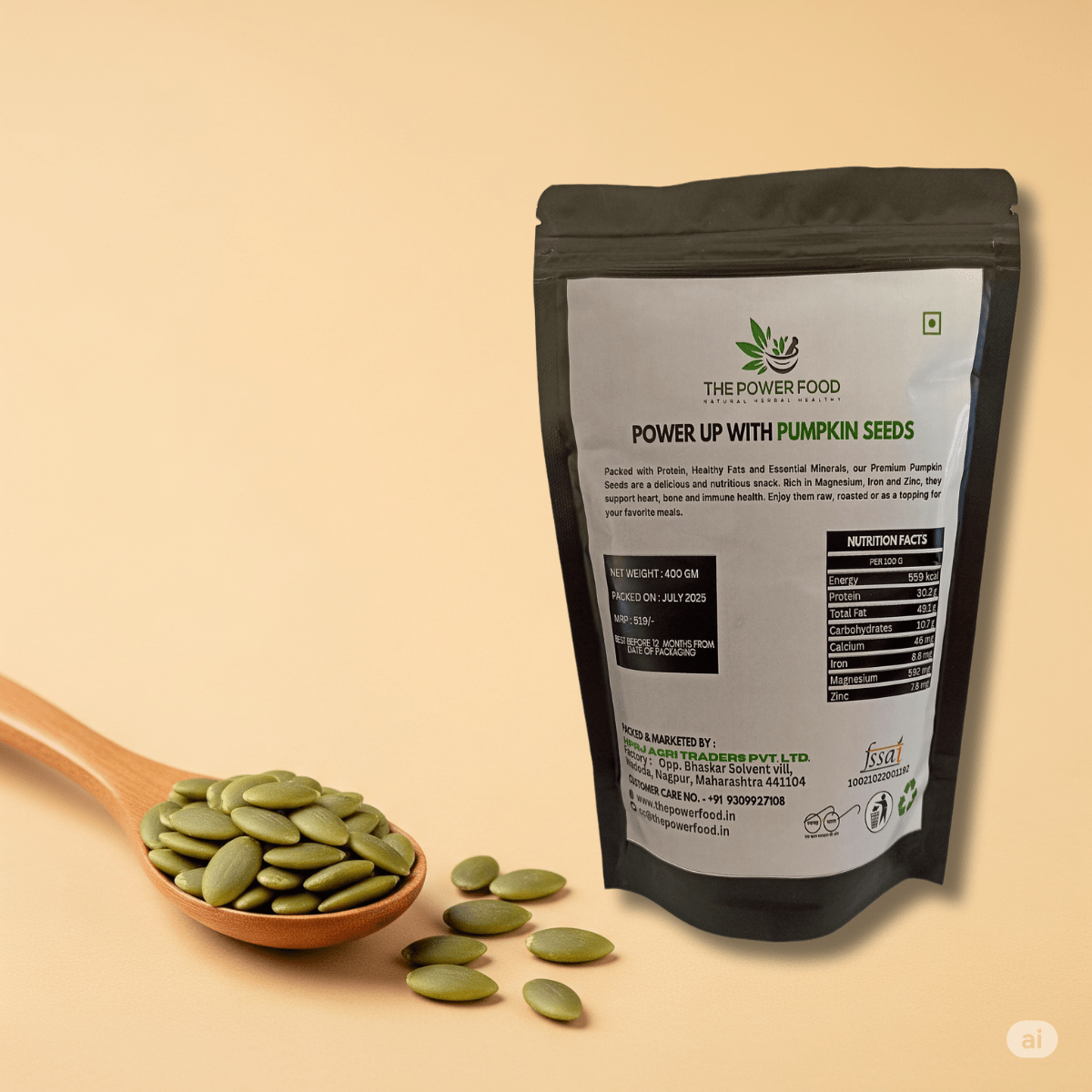 The Power Food Pumpkin Seeds 400g | High in Zinc & Magnesium | Boosts Immunity & Metabolism - THE POWER FOOD